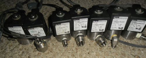 Lot of 7 parker 1/4&#034; stainless body 12vdc solenoid valve for sale