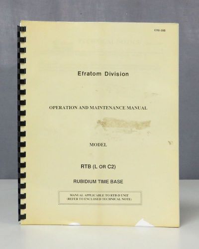 Ball Efratom Rubidium Time Base Model RTB (L or C2) Operation Manual
