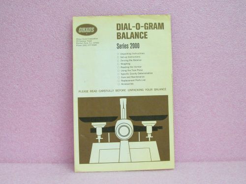 Ohaus Manual Series 2000 Balance Type Scale Instruction Sheet