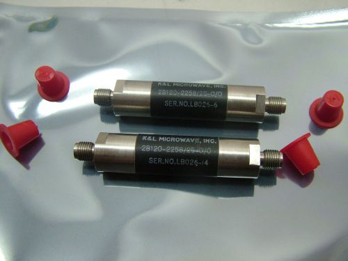 RF FILTER COAXIAL C.F 2258MHz  BW 25MHz  LOT OF 2  K&amp;L MICROWAVE  2B120-2258/25