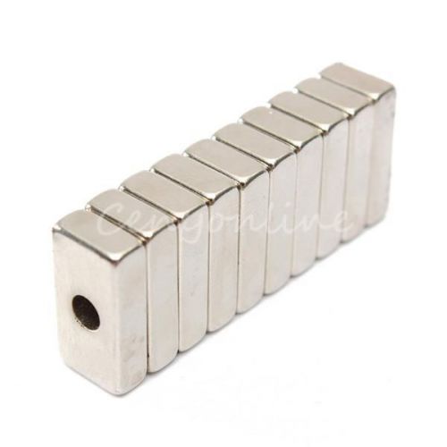 10pcs neodymium n50 ndfeb strong magnets block rare earth 4mm hole 20x10x5mm for sale