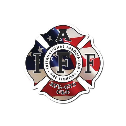 4&#034; iaff reflective firefighter sticker fire decals - american flag for sale