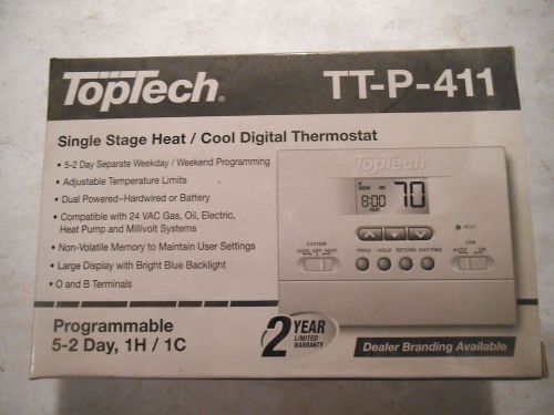 TopTech 5/2 Day Programable Thermostat - TT-P-411 HEAT / COOL - NEW