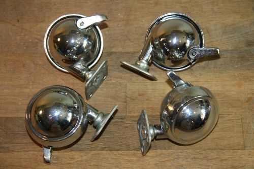 Lot of 4 - Shepherd Ball Designer Metal Tread Chrome Caster Square Swivel Plates