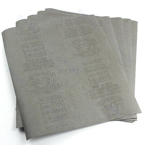 New 3000 Grit 5 sheets Sandpaper Waterproof Paper 9&#034;x11&#034; Wet/Dry Silicon Carbide