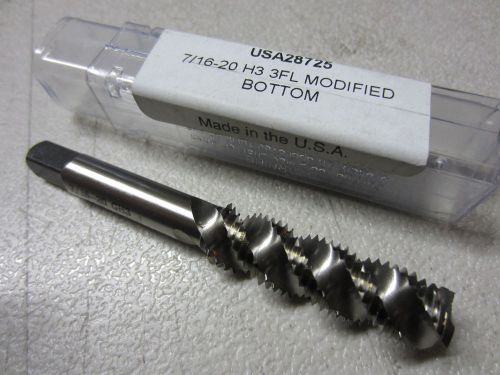 3 new USA Cutting Tools 7/16-20 GH3 Spiral Fluted HSS Modified Bottom Taps 28725