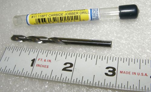 Size # 11 solid carbide jobber length drill  118° point ultra tool 510 11 for sale