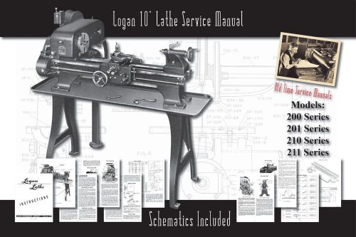 Logan 10&#034; Lathe Models 200, 201, 210, 211 Owners Service Manual Parts Lists etc.