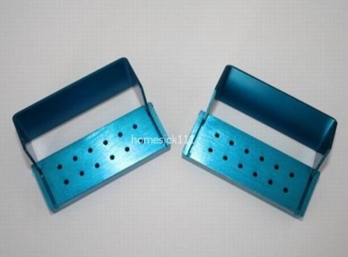 New 12 Holes Dental Bur Holder Stand Autoclave Disinfection Box Case Blue