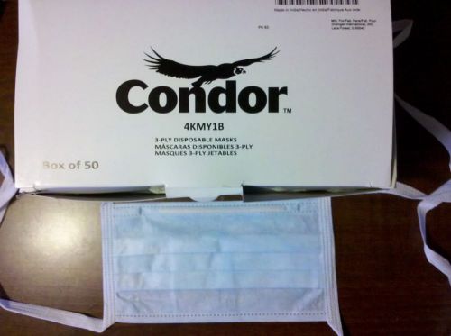 50 Disposable Surgical Face Masks Tie-On 3-Ply Condor Brand New FREE SHIPPING