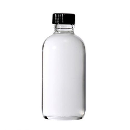 24 PCS, 4 oz [120 ml] Clear Boston Round Glass Bottles with Cone Caps