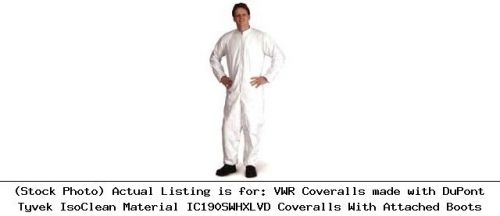 Vwr coveralls made with dupont tyvek isoclean material ic190swhxlvd coveralls for sale