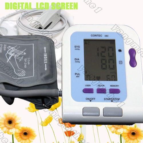 DIGITAL ARM BLOOD PRESSURE MONITOR NIBP Heart Beat, Spo2, PR, Big LCD, Software