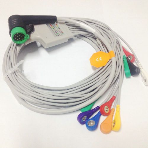 10leads ecg ekg cable for physio control lifepak12 15  aha snap for sale