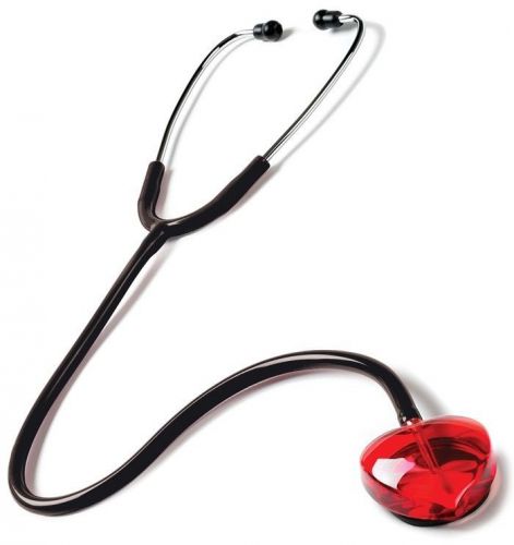 Stethoscope red heart clear sound prestige medical single black tube 107 new for sale