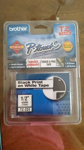 BROTHER P Touch Cassette Tape TZ-231 Black Print on White Tape