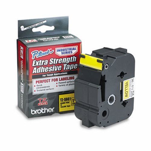 Brother Extra-Strength Adhesive Labeling Tape, Black on Yellow (BRTTZES661)