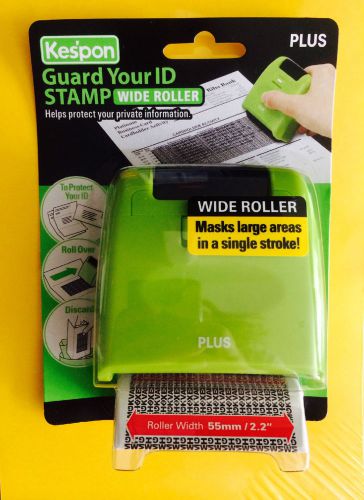 Plus Kespon Guard Your ID Stamp WIDE ROLLER - GREEN - Black Ink FREE SHIPPING!!!