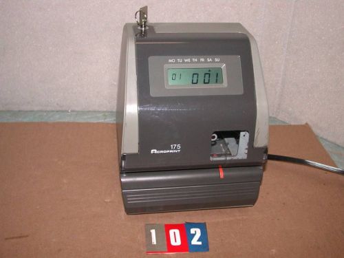 Acroprint Time Recorder model 175 Digital Display with key Free Ship