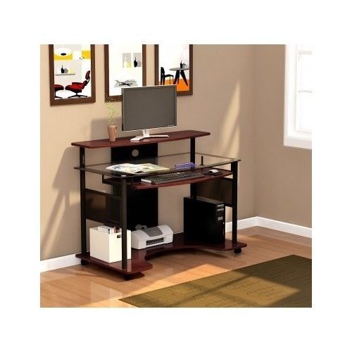 Computer desk workstation executive student office dorm pull out keyboard tray for sale