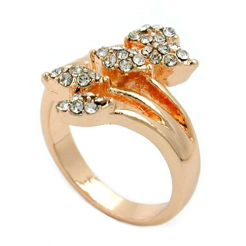 RING WHITE GLASS CRYSTALS RED GOLD PLATED 01223-50 - Buy 1 Get 1 Free Offer