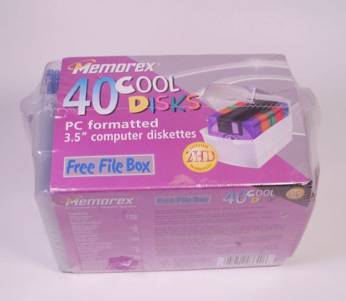 Memorex 3.5&#034; pc-formatted 2hd high-density floppy disks multi colored 40-pack for sale