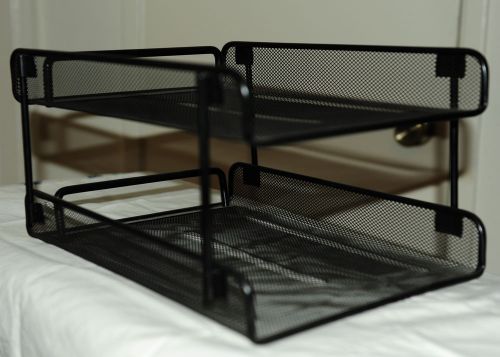 Stacking shelf black mesh metal desk organizer trays new for sale