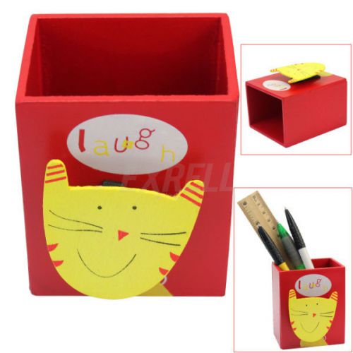 Cartoon Memo Clip Pen Pencil Holder Container Cup Home Desk Storage Organizer