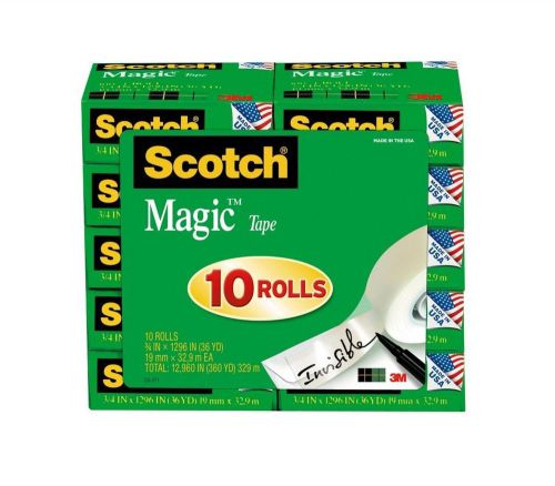 Scotch tape 10x Scotch Magic Tape Invisible 810-10pk 3/4&#034; x1296&#034; Rolls