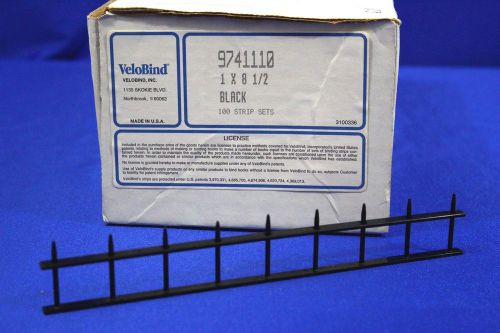 Velobind 1 x 8 1/2  Black Binding Strip Sets - 9 pin - Box of 100 Sets
