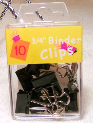 10 pack Binder Clips 3/4&#034; size Metal  *NIP*