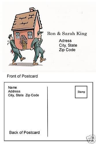 25 Moving Change of Address Post Cards with House Movers 5X4