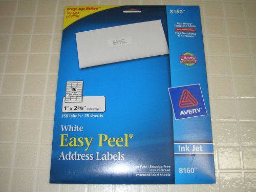 3 X Avery 8160 Inkjet White Easy Peel Address Labels 75 sheets (3 X 25 pack) New