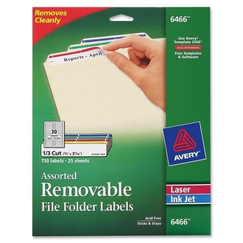 Avery Assorted Removable Filing Label -0.66&#034;Wx3.43&#034;L -750/Pk-Assorted