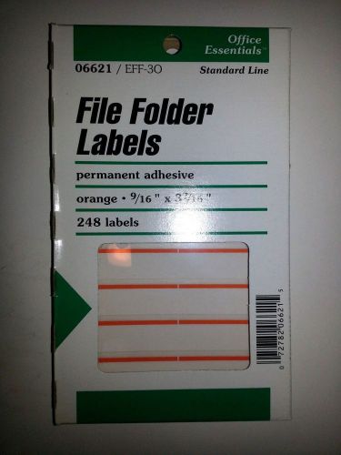 Office Essentials - File Folder Labels - 248 ct - Orange Color - New!!