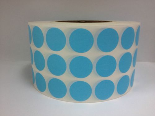 1 Roll of 10,000 1&#034; Round LITE BLUE THERMAL TRANSFER supplied 3-Across Labels
