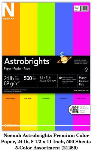 Neenah astrobrights premium color paper 24 lb 8.5 x11 inch 500 sheets assortment for sale