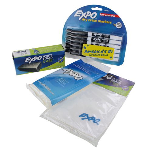 Expo white board care kit w/ 12 black dry erase markers for sale