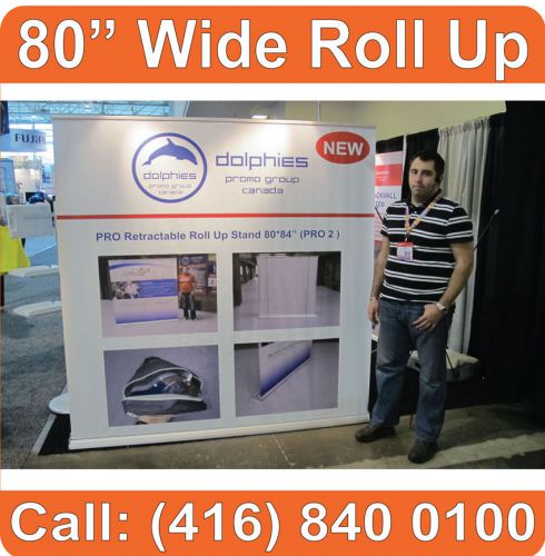 80&#034; Wide Trade Show RETRACTABLE Pop Up Booth Banner Display Stand + FREE PRINT