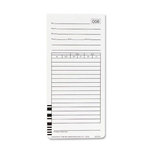 Acroprint 09-9111-000 Totalizing Payroll Recorder Time Cards ES1010, Pack of New