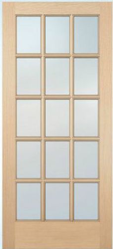 15 Lite Hemlock Stain Grade Solid Exterior Entry or Patio French Doors Wood Door