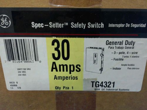 GE TG4321 TYPE A 120 208Y 240 VAC 3P 4W 30A FUSIBLE ENCLOSED SWITCH