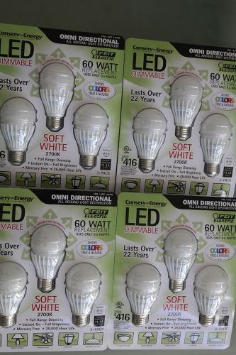12 Feit OMNI 9.5 Watt LED 60W Dimmable Replacement Bulb - 4 Packs of 3