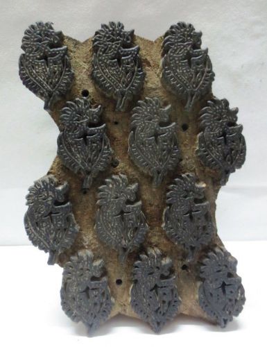 VINTAGE WOODEN HAND CARVED TEXTILE PRINTING FABRIC BLOCK STAMP FINE ANOKHI BUTI