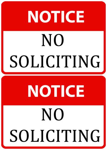 Red Information Sign Warning Notice No Soliciting Set Of Two New High Quality US