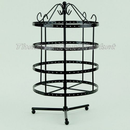 New Fancy Earrings Necklace Jewelry Display Stand Holder Metal Round Black 23048