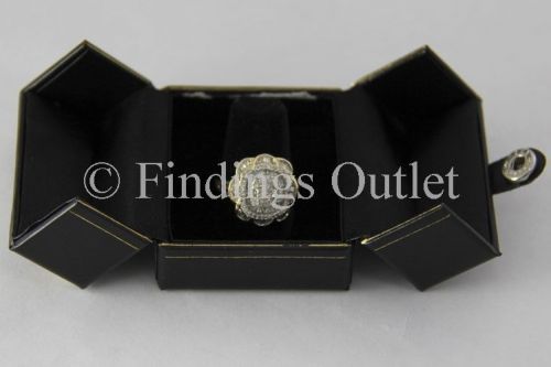 Snap-Tab Black Double Door Jewelry Finger Ring Boxes - 1 Dozen
