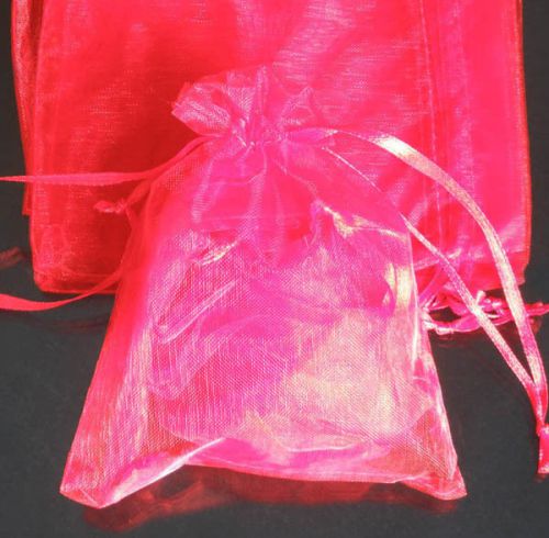 100x Solid Red Organza Bag Pouch for Xmas New Year Gift 12x17cm(4.5x6.5inch)