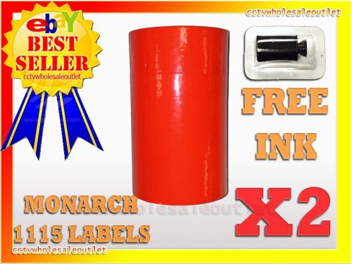 2 SLEEVES FLUORESCENT RED LABEL FOR MONARCH 1115 PRICING GUN 2 SLEEVES=20ROLLS