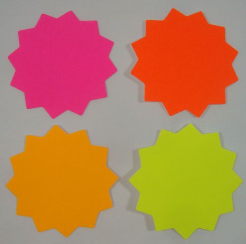 100 Star Burst 3&#034; Sign Cards 4 - Colors Retail Store Supplies